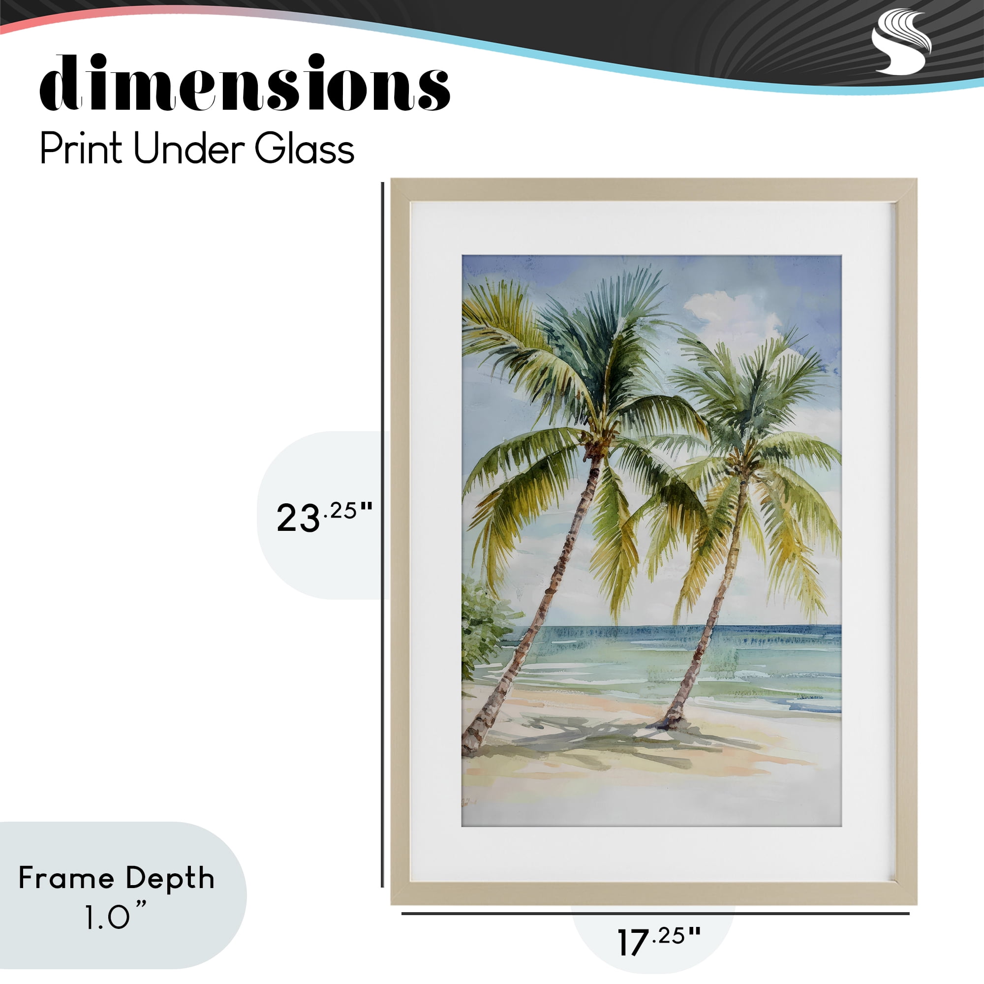Stupell Industries Shady Palm Beach Escape Birch Framed Print Under Glass, design by Petal Prints Design