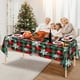 thumbnail image 4 of Mantel navideño Harliver con diseño de búfalo y copos de nieve, desechable, de plástico rojo y verde, rectangular, para fiestas navideñas de invierno, 137 x 274 cm, 4 of 7