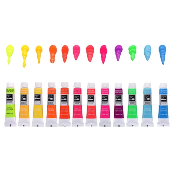 12 ct. (144 total) Neon Acrylic Paints by Artist's Loft Necessities - Assorted Bright Neon Colors – Water-Based - Fast-Drying Paint for Crafts - Canvas - and Mixed Media - 12 Pack