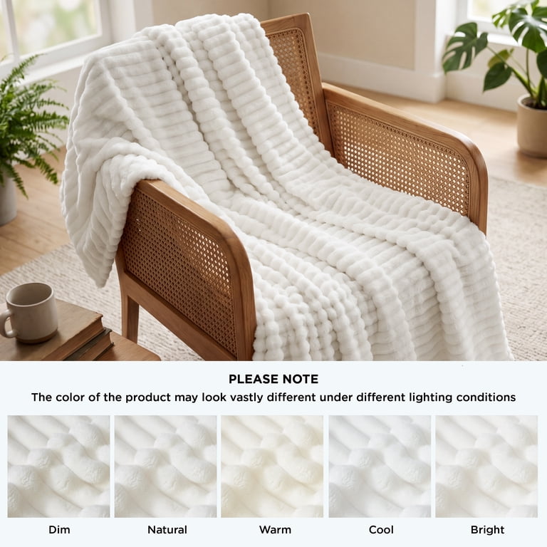 U by Bedsure White Fleece Throw Blanket, 50x60 Inches photo 5