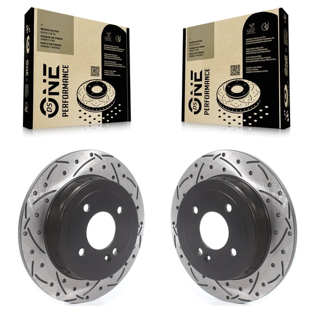 DS-One Rear Coated Drilled Slotted Disc Brake Rotors Pair for Car Hyundai Accent Kia Rio KD-100414