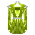 thumbnail image 4 of Oyolan Womens Alien Robot Fancy Dress Metallic Shiny Long Sleeve Dress with Belt Carnival Party Outfits Green 4XL, 4 of 5