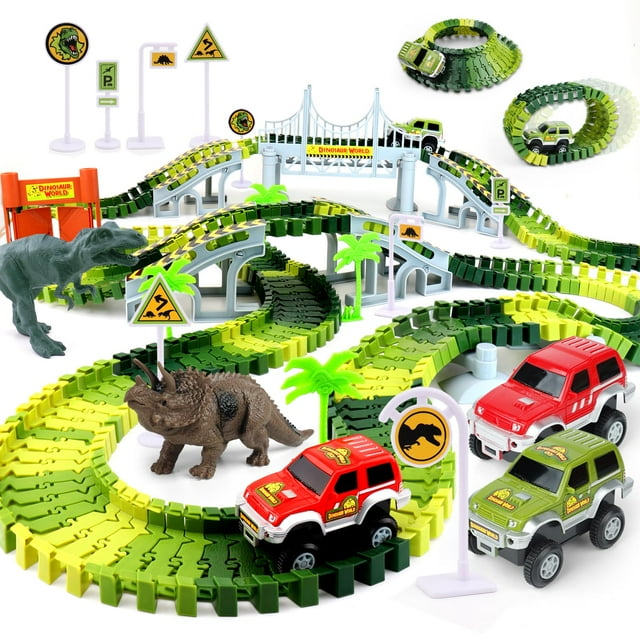 Set de pista de carreras de dinosaurios de juguete AUUGUU con 185 piezas