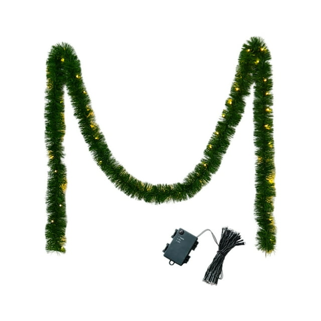 Toimothcn Christmas Garland Festive Green Vine With Lights Battery Powered (Batteries Not Included Requires 3 Aa Batteries)