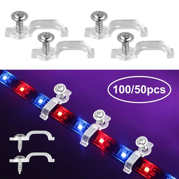 100/50 PCS LED Strip Clips, LED Light Strip Mounting Bracket Clips for 10mm Wide IP65 Waterproof