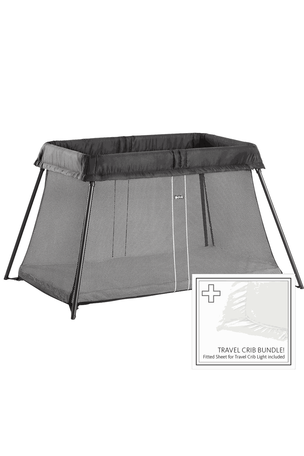 BabyBjorn Travel Crib Light Black and Fitted Sheet Bundle Pack ...
