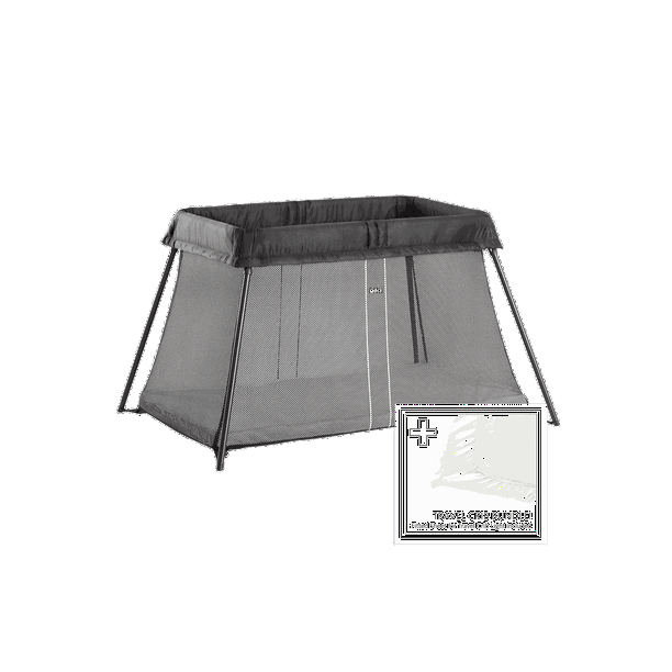 BabyBjorn Travel Crib Light Black and Fitted Sheet Bundle Pack