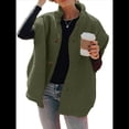 thumbnail image 3 of Chaleco de Felpa para Mujer, Informal, Extragrande, Cálido, con Botones y Bolsillos Verde S, 3 of 9