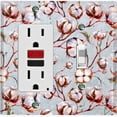 thumbnail image 1 of Metal Light Switch Plate Cover Cotton Flower Wallpaper Pastel Blue FLW017, 1 of 13
