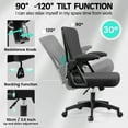 thumbnail image 6 of COOLHUT Office Desk Chair, 400LBS Ergonomic Mesh Rolling Work Swivel Task Chairs with Wheels, Comfortable Lumbar Support, Comfy Flip-up Arms for Home, Bedroom, Study, Student, 8-Years Warranty, Black, 6 of 10