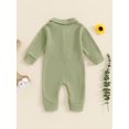 thumbnail image 4 of Musuos Baby Boys Spring Fall Jumpsuit, 3M 6M 12M 18M Long Sleeve Turn-down Collar Solid Romper Casual Newborn Clothes, 4 of 9