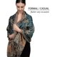 thumbnail image 3 of Reversible Paisley Pashmina Rave Scarf, Shawls and Wraps for Evening Dresses, Exotic Indian Scarves for All Season Dark Seagreen Ref: 6791, 3 of 5