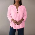 thumbnail image 2 of Vestidos Casuales Para Mujer, Blusas De Mujer De Moda Blusa informal de verano con botones, escote en V y mangas 3/4 para mujer, 2 of 9