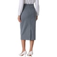 thumbnail image 3 of INSPIRE CHIC Women's Checked Plaid Print High Waist Zipper Back Split Bodycon Midi Skirt XL Deep Grey, 3 of 6