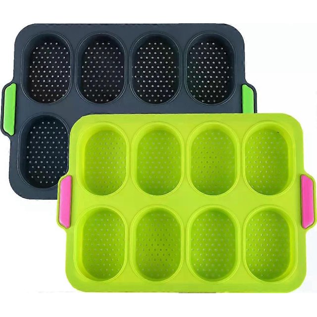 Set of 2 mini baguette baking trays, perforated non-stick tray, baking pan for loaves of bread, perfect baking of baguette bread, breadstick rolls wit