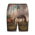 thumbnail image 4 of Naloa Three Horses Oil Painting Men's Short Pajama Pants, Lounge Comfort Shorts with Elasticized Waistband and Side Pockets - 3X-Large, 4 of 9