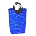 thumbnail image 1 of Waterproof Collapsible Laundry Hamper, Blue Line Love Aluminum Handle Laundry Bag Storage Basket, 50L, 1 of 6