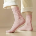thumbnail image 3 of Women's Crew Socks Classic Cable-Knit Cotton for Casual Stability and Comfort 2 Pairs - Pink, 3 of 6