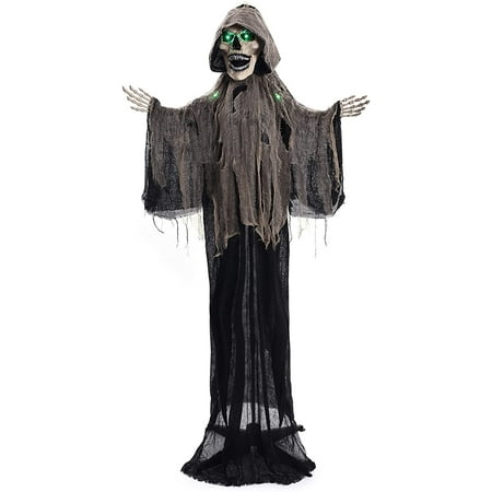 Halloween Animated Prop Scary Grim Reaper, 6ft Life-Size Standing Light ...