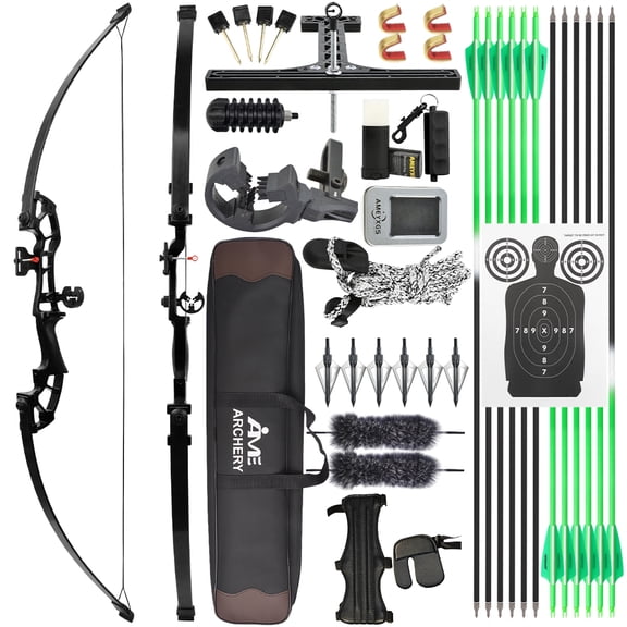 Straight Draw Archery Bow Set 40 Lbs Complete Archery Kit for Target Shooting