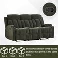 thumbnail image 4 of Ebello Manual Recliner Sofa, Soft Fabric Overstuffed 3-Seat Reclining Couch with Cup Holders for Living Room & Home Theater, Dark Green, 4 of 10
