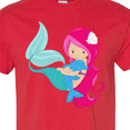 thumbnail image 4 of Inktastic Cute Mermaid, Little Mermaid, Pink Hair, Dolphin T-Shirt, 4 of 5