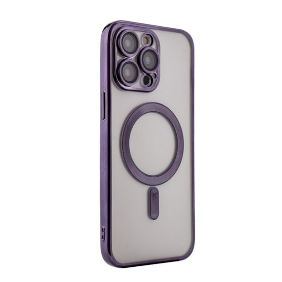 Reiko Magnetic Wireless Charging TPU Bumper Case for iPhone 14 Pro Max in Purple