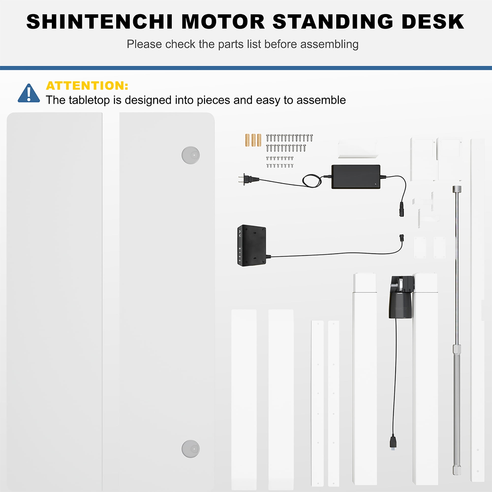 Sobaniilo 48" x 24" Home Office Electric Height Adjustable Standing Desk with Memory Control, White Frame + White Top