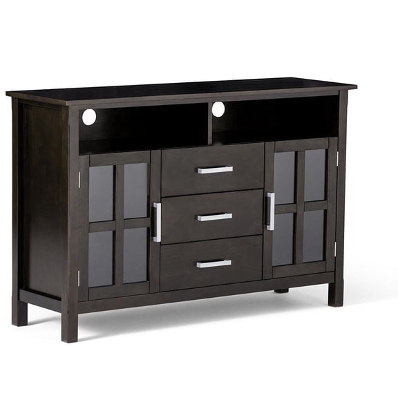 Kitchener SOLID WOOD 53" Wide Contemporary TV Media Stand in Distressed Gray