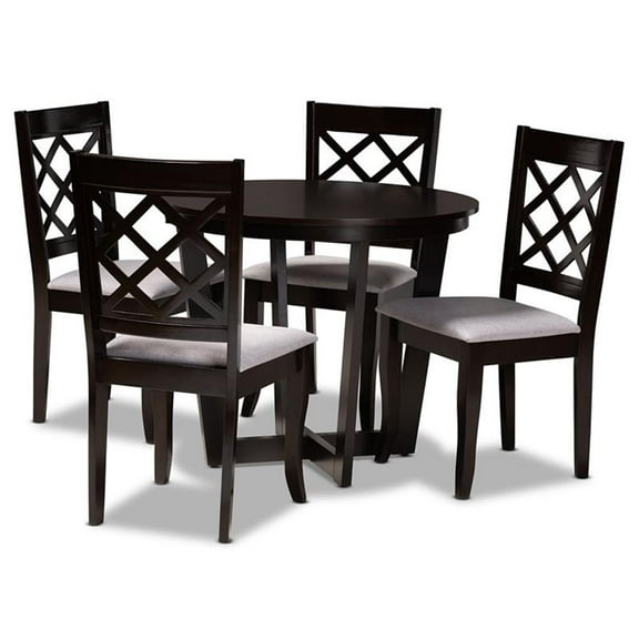 Bowery Hill Upholstered and Dark Brown Finished Wood 5-Piece Dining Set