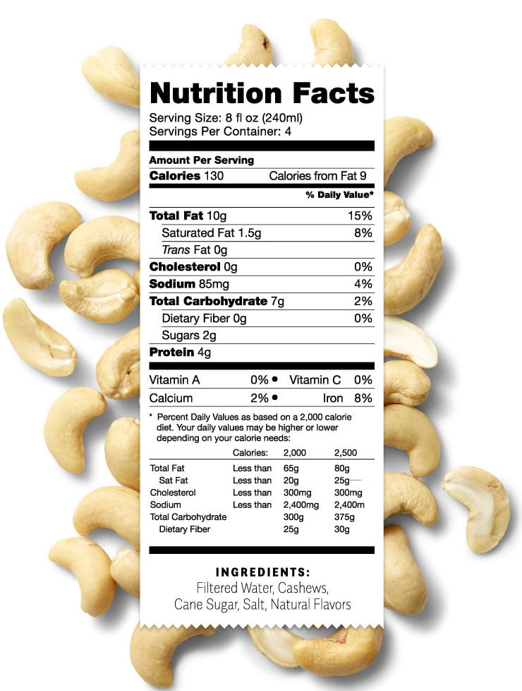 Cashew Milk Nutrition Facts Unsweetened Blog Dandk