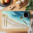 thumbnail image 2 of Teal Gradient Ocean Placemats Set of 6, Ombre Watercolor Coastal Beach Waves Placemats for Dining Table, Place Mats for Kitchen Tabletop, Waterproof Wipeable Dining Table Mats Set, 2 of 9