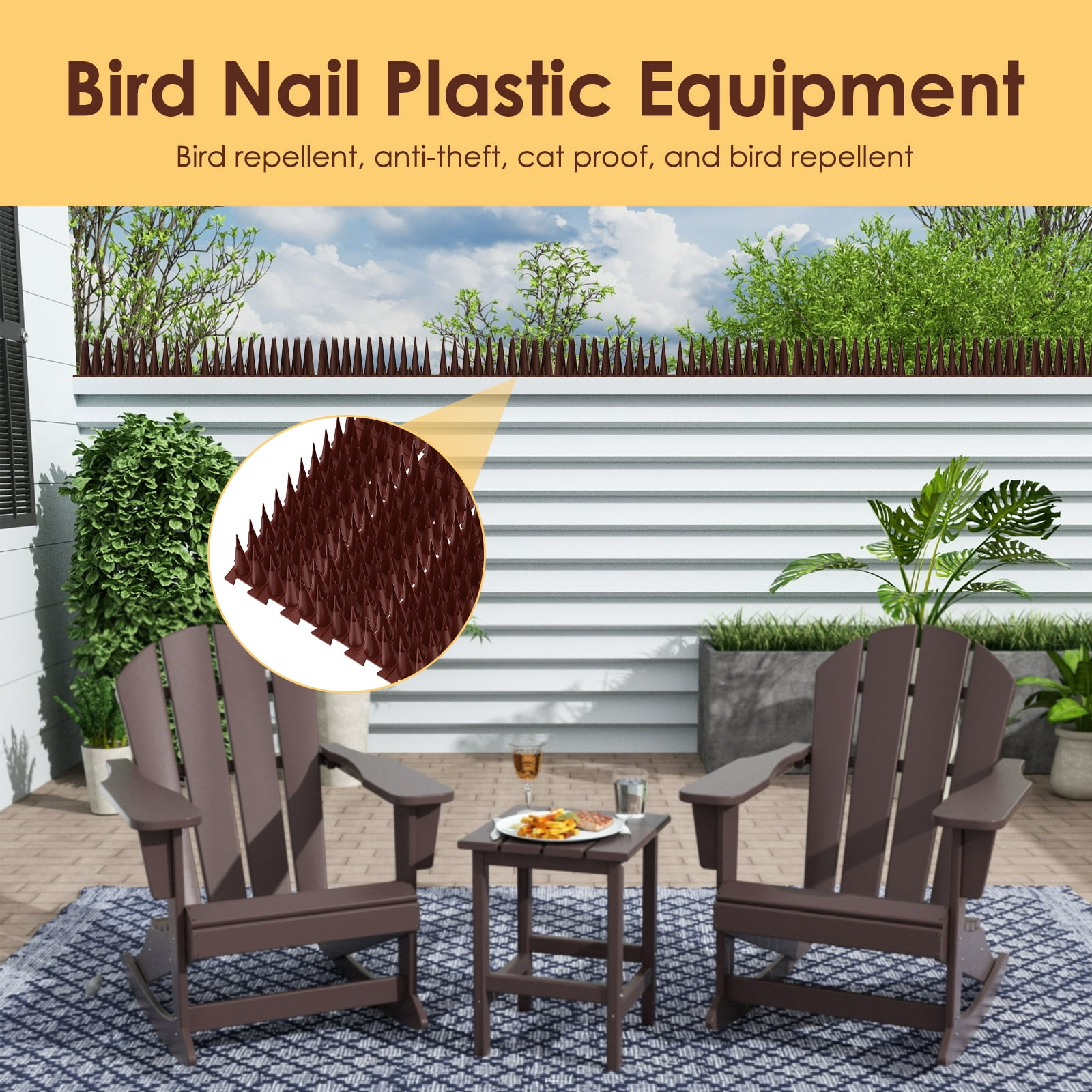 Ikoopy 12 Pack Bird Pigeon Spikes Tool Kit Flexible Versatile Fence Spikes of Birds Set Sturdy Animals Away Fence Kit for Outside Use 11.81*0.79*0.79in Brown
