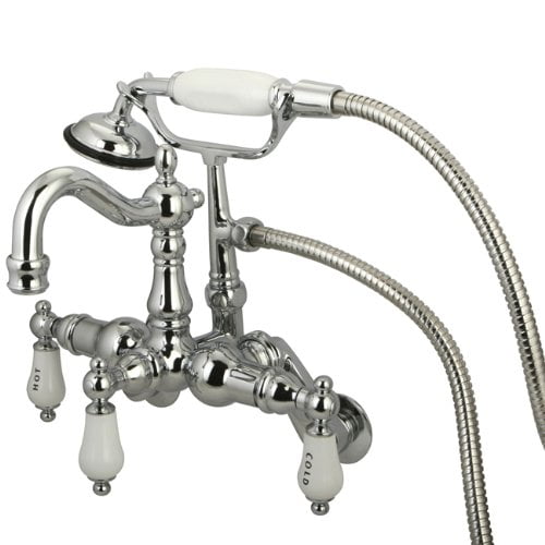 Kingston Brass Vintage 3-3/8" - 9" Adjustable Center Wall Mount Clawfoot Tub Filler with Hand Shower