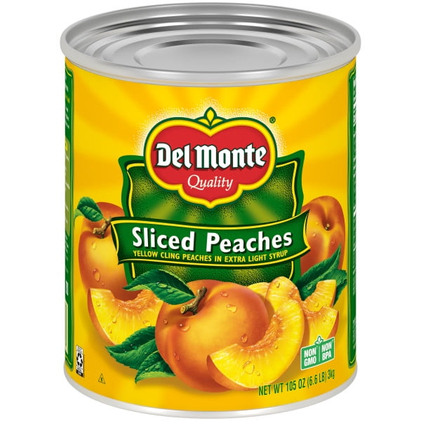 Del Monte Sliced Peaches, Extra Light Syrup, Canned Fruit, 105 oz Can