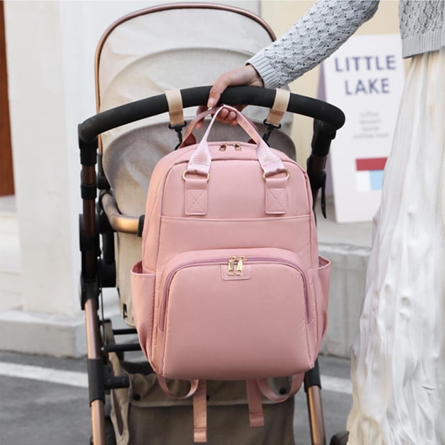 Mochila multifuncional para pañales de bebé con moisés portátil, cambiador, portabiberones aislados, correas para cochecito - Bolsa de viaje de nailon de gran capacidad para mamá y papá, 39x19x15cm