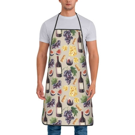 

Xecao Glasses Of Red Wine Print Funny BBQ Chef Aprons for Men Women Adjustable Kitchen Cooking Aprons with Pocket Waterproof Oil Proof No Pilling Fading