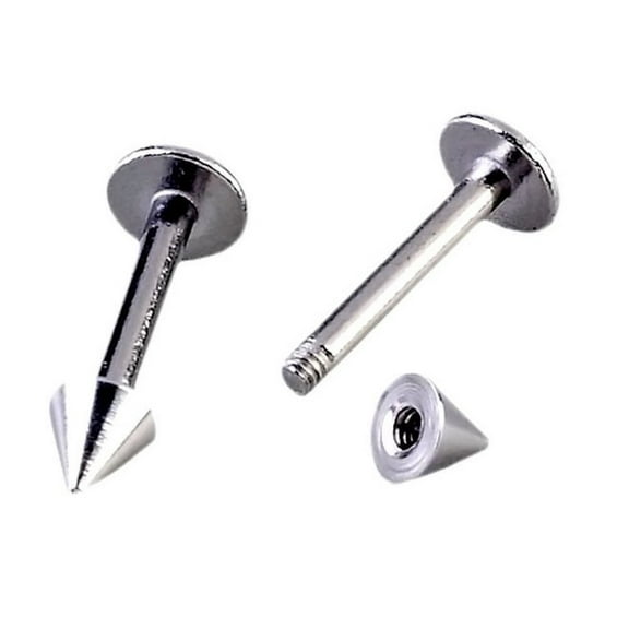 Lip Ring Flat Back With Spike Surgical Steel 1 Piece (16g) (TL/10)