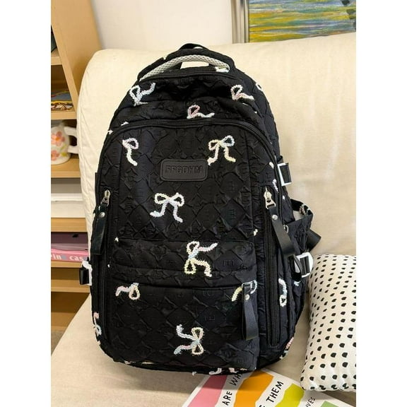 SPEKSEE Fashionable Quilted Pattern Backpack, Casual Large Capacity Zipper Adjustable Backpack for Women, Trendy Versatile Student School Bag for Daily Use