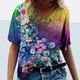thumbnail image 5 of Birdeem Fashion Woman V-Neck Printed Short Sleeve Printing Blouse T-Shirt Summer Tops, 5 of 5