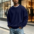 thumbnail image 5 of Delconic Men's Sweatshirts Soft Long Sleeve Crewneck Sweatshirt Midweight Fleece Sweat Shirt Breathable Pullover Sweater S-3XL Navy M, 5 of 6