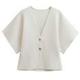 thumbnail image 3 of Women's Plain Short Sleeve V Neck Sports Knitted Jacket Women Turtleneck Hoodie Jacket Casual plus Size Women Fashion Women Lace Floral Open Casual Coat Blouse Kimono Jacket Cardigan Casual Dress, 3 of 3