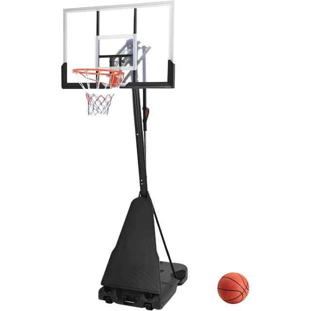 Adjustable Basketball Hoop System - 5.2 to 10 FT Crank Lift Goal with 47 Inch Impact Resistant Backboard for Driveway and Poolside Use