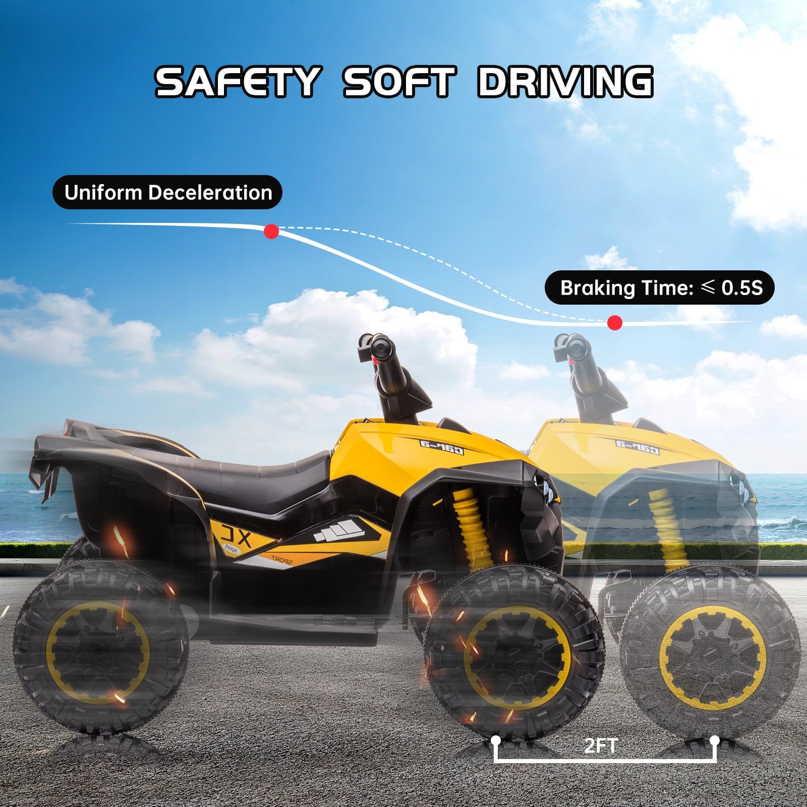 Accreate Battery Powered 12V Kids Electric ATV, Dual Motor 4-Wheeler with Parent Remote, Music Dashboard, 1.9–3.1 MPH, 7AH, Shock Absorber, Front Lights, for Children Ages 3–8, 40–60 Min Run Time