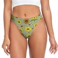 thumbnail image 1 of Balery Sage Green With Sunflowers Tangas de Algodón para Mujer con Estampado – Ropa Interior Sexy, Transpirable, G-string-3X-Large, 1 of 6