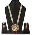 thumbnail image 2 of Artificial Imitation Jadau Jewellery Elegant Stylish Traditional Ethnic Wear Pearl Beaded Rajputana Necklace Rani Haar EarringCpy, 2 of 3