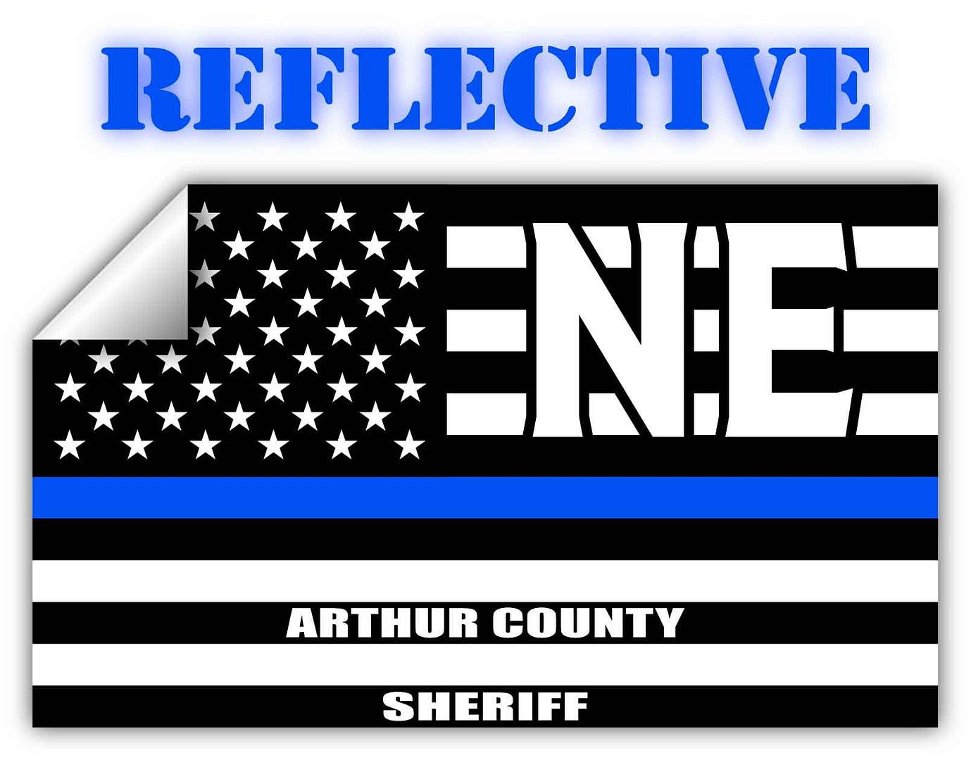 Reflective Arthur County Nebraska NE Thin Blue Line Stealthy Old Glory