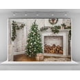 thumbnail image 1 of EREHome Polyester Fabric Photography Backdrops 7x5ft Green Christmas Tree Background White Brick Wall Photobooth 7x5ft, 1 of 2