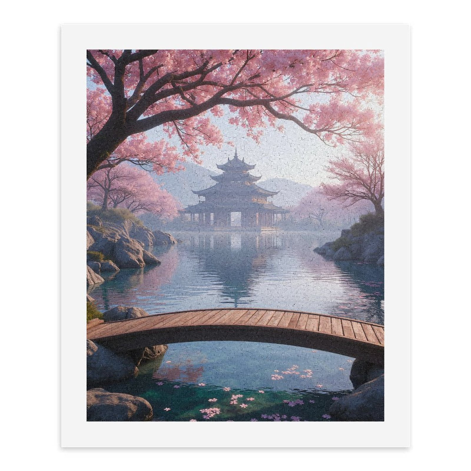 Paint by Numbers Kit for Adults, Cherry Blossom Tranquil Reflection Paint by Numbers, Easy Paint by Numbers Kit for Adults Beginner, DIY Adult Paint by Number Kits on Canvas, Home Decor