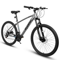 27-Inch Adult Mountain Bike, 21-Speed Front Suspension All-Terrain Bicycle With Lightweight Aluminum Frame, Gray